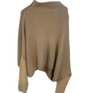 Prettylittlething XL dohlman sleeve 2 tone over sized knit sweater tan